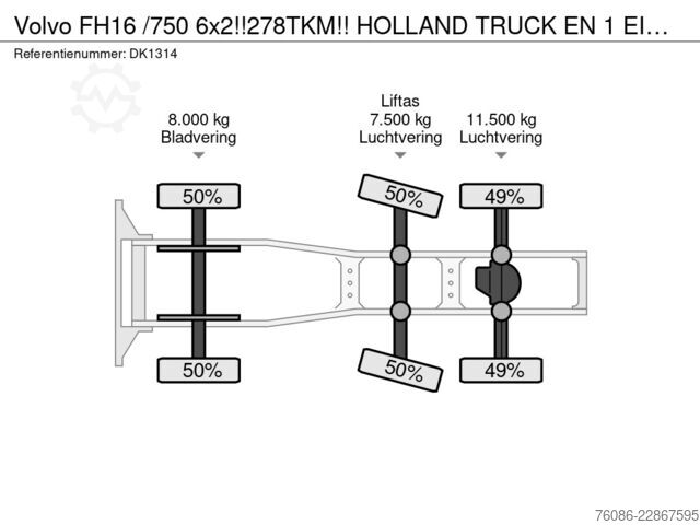 Standard tractor Volvo FH16 /750 6x2!!278TKM!! HOLLAND TRUCK EN 1 EIGE...