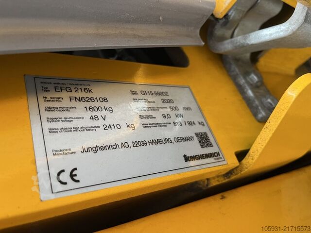 Elektro 3 Rad-Stapler Jungheinrich EFG216k