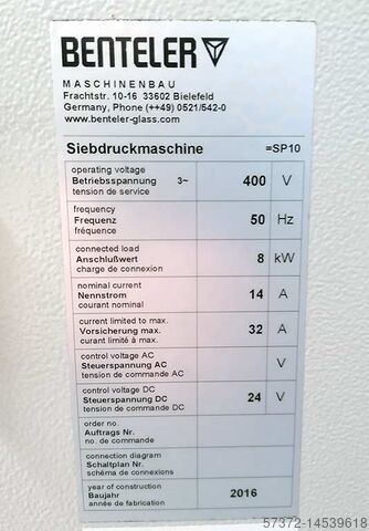 Screen Printing Machine Benteler SP10