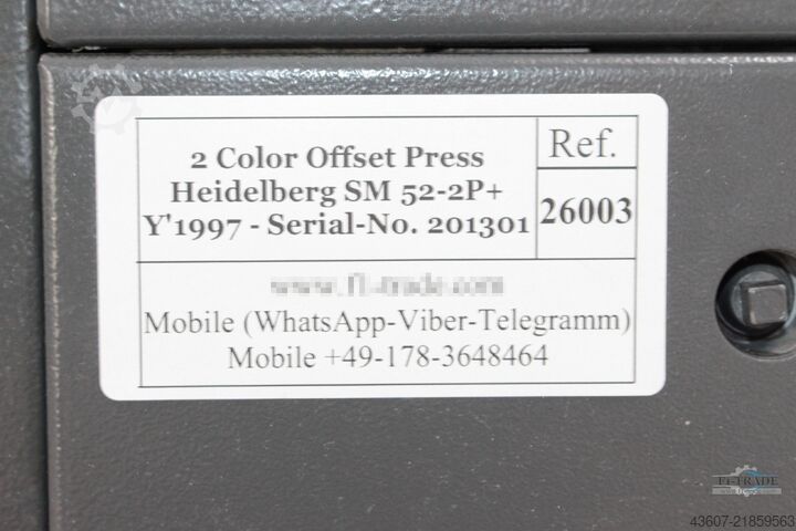 2 Color Sheet-Fed Offset Press Heidelberg SM 52-2P+