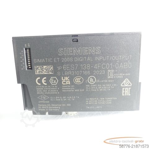 Component Siemens Simatic 6ES7138-4FC01-0AB0 PROFIsafe SN: LBR3107166 E-Stand: 4 -neu -