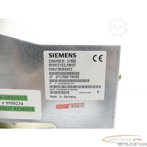Component Siemens SINUMERIK 6FC3988-7AH20 Monitor Version: B SN: T-N62055519