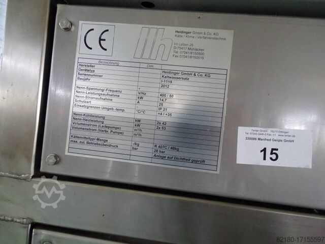 Refrigeration system Heidinger Kaltwassersatz