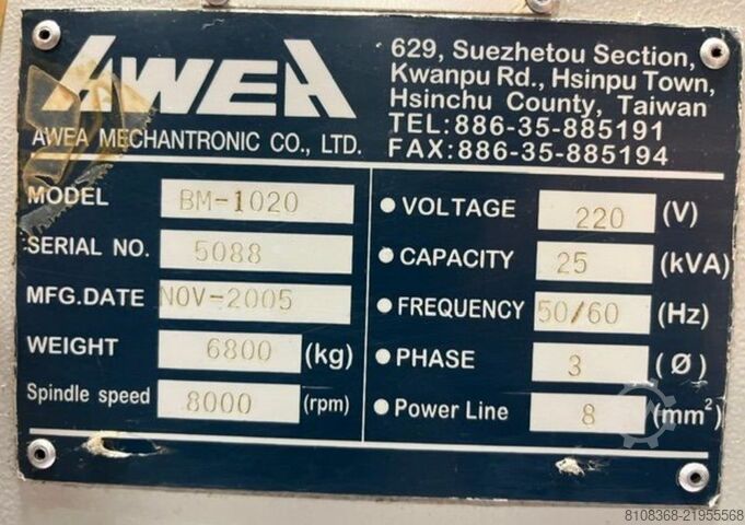 Vertikales Bearbeitungszentrum AWEA BM-1020