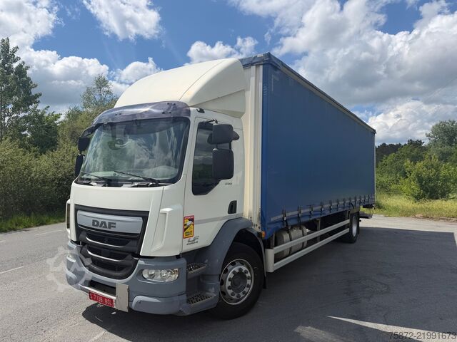 Flatbed truck with tarp DAF LF 290 19T EURO 6 CAJA TAULINER