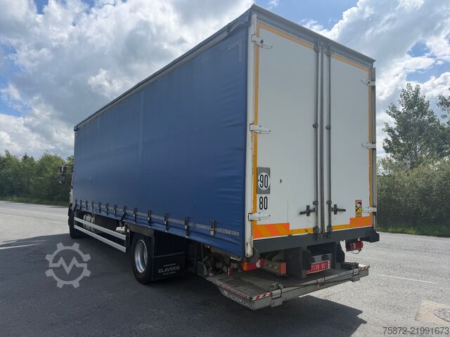 Flatbed truck with tarp DAF LF 290 19T EURO 6 CAJA TAULINER