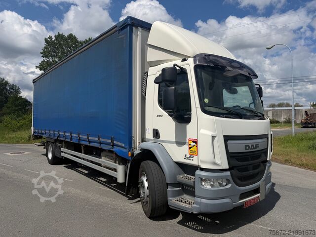 Flatbed truck with tarp DAF LF 290 19T EURO 6 CAJA TAULINER