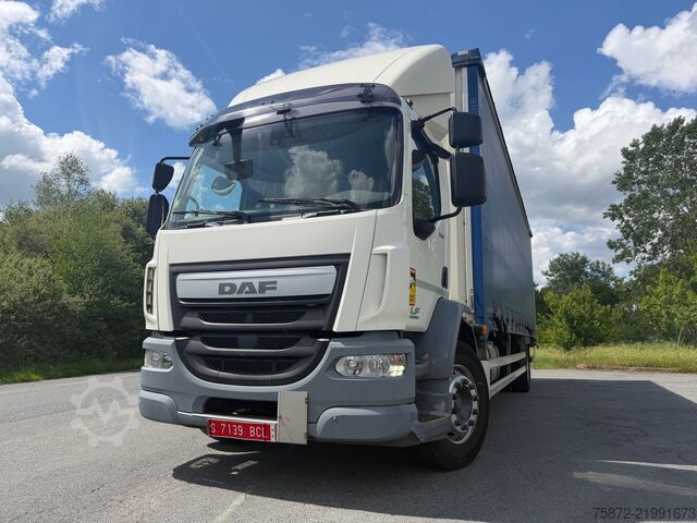 Flatbed truck with tarp DAF LF 290 19T EURO 6 CAJA TAULINER