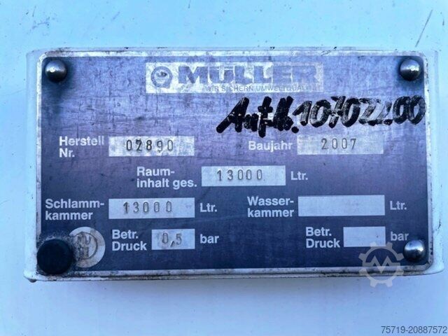 Vacuum tank truck MAN 26.360 6x4 TGA Saugwagen Kanal Müller 13cbm