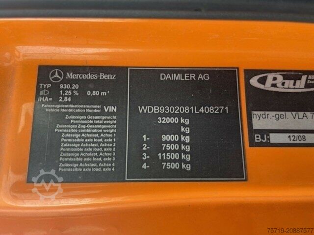 Garbage truck Mercedes-Benz 2541 8x2 Actros HN-Schörling/Hiab Kran/Altglas