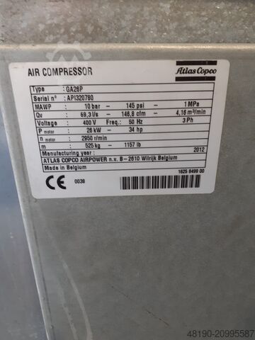 Schraubenkompressor S013422 Atlas Copco GA 26 (+)