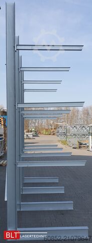 Kragarmregal ca. 4,02 lfm. Kragarmregal  H:400cm T: 137 cm , 500 kg/Arm , 4 Lagerebenen