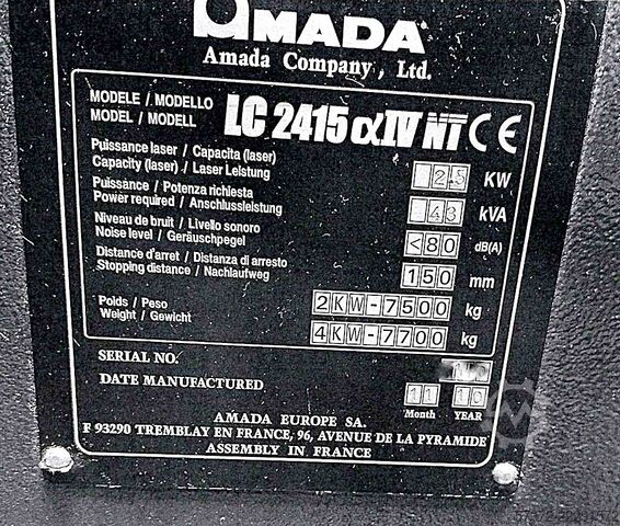 CNC Laserschneidanlage Amada LC2414 Alpha IV NT