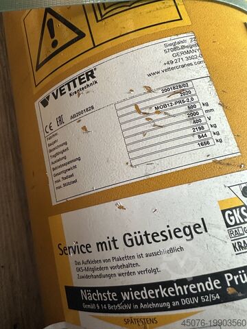 Vetter Mobiler Säulenschwenkkran MOBILUS Vetter MOB12-PR5-2,0