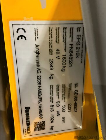 Gabelstapler Jungheinrich EFG 216 K