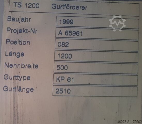 Gurtförderer Gurtband Förderband Transnorm 1240-600-500