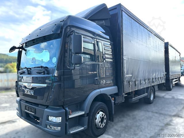 Flatbed truck with tarp MAN TGM 15.290