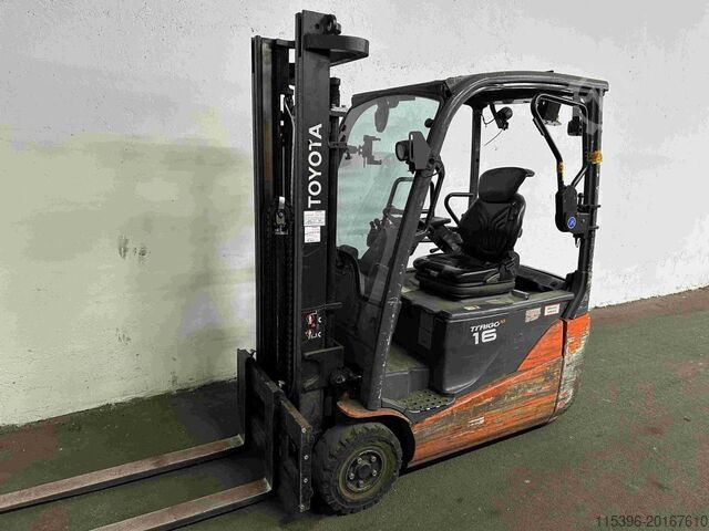 Electric 3-wheel forklift Toyota 8FBE16T - FREIHUB-Mast !!