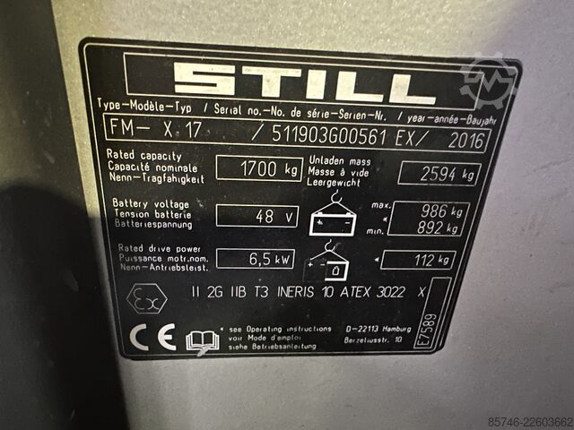 FM-x 17 * Atex EX * Miretti 2G / Z1 * Triplex Freihub !! STILL FM-x 17 * Atex EX * Miretti 2G / Z1 * Triplex FFL !!