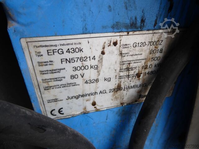 Electric 4-wheel forklift Jungheinrich EFG 430K 700DZ