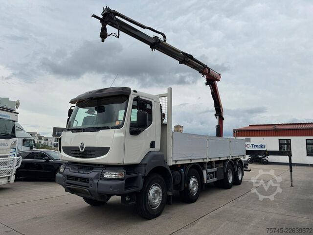LKW mit Pritsche (offen) RENAULT KERAX 460 * PRITSCHE * HMF KRAN 10,2N M *8 X 4*