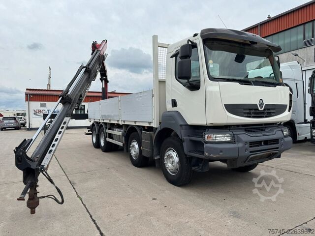 LKW mit Pritsche (offen) RENAULT KERAX 460 * PRITSCHE * HMF KRAN 10,2N M *8 X 4*