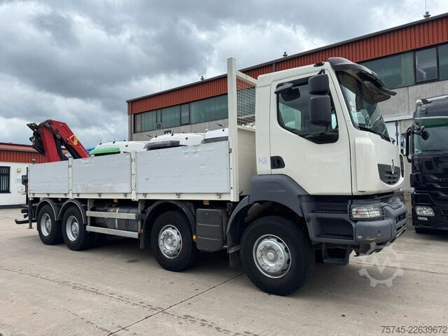 LKW mit Pritsche (offen) RENAULT KERAX 460 * PRITSCHE * HMF KRAN 10,2N M *8 X 4*