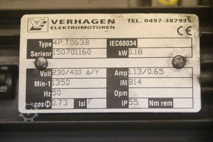 Geared motor: 0.18 kW 135 rpm Varvel FRS40/PC 19MM IEC63B14