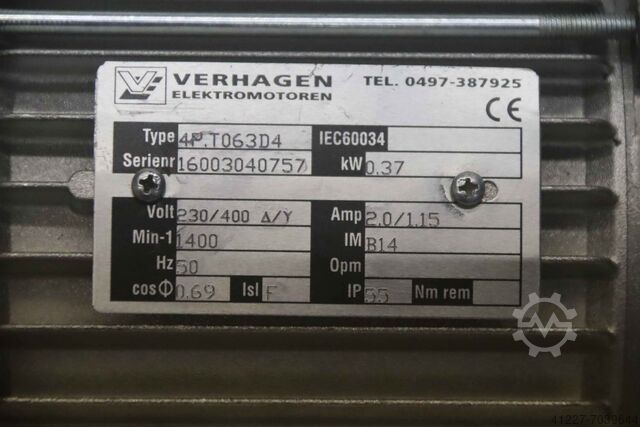 Electric motor 0.37 kW 1400 rpm Verhagen 4P.T063D4