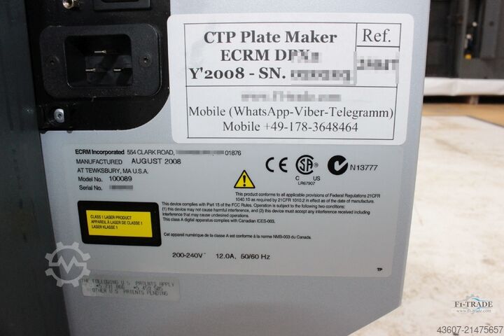 Plattenbelichtungssystem / CTP Plate Maker ECRM DPX2
