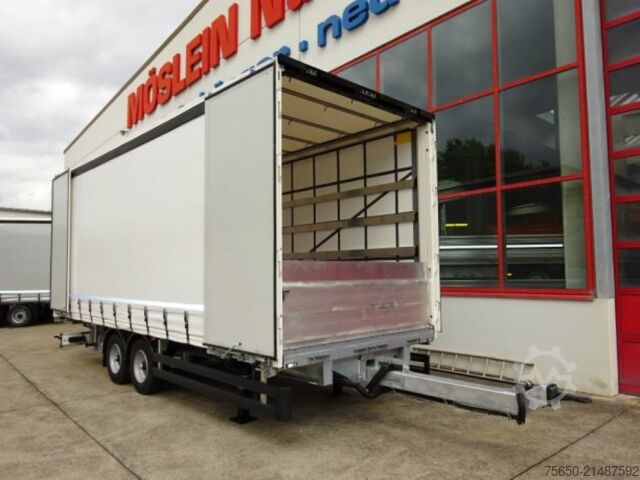 Open trailer with tarp Möslein TPW 105 D Schwebheim  Tandem- Planenanhänger Durchladen