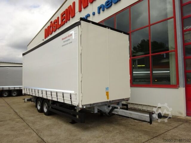 Open trailer with tarp Möslein TPW 105 D Schwebheim  Tandem- Planenanhänger Durchladen