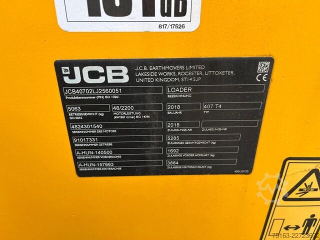 Wheel loader JCB Radlader 407 T4 Radlader nur 1089 h Schaufel+Gab