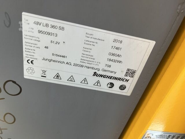 Electric 3-wheel forklift Jungheinrich EFG216