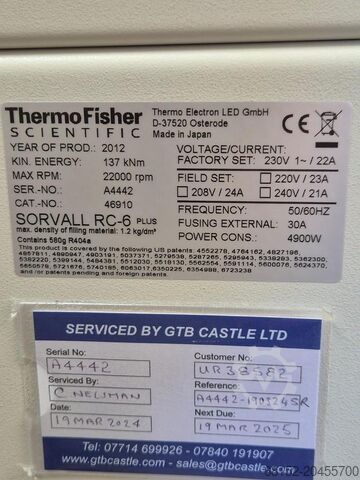 Thermo Fisher Scientific Sorvall RC6+ Centrifuge Thermo Fisher Scientific Sorvall RC6+ Centrifuge Sorvall RC6+