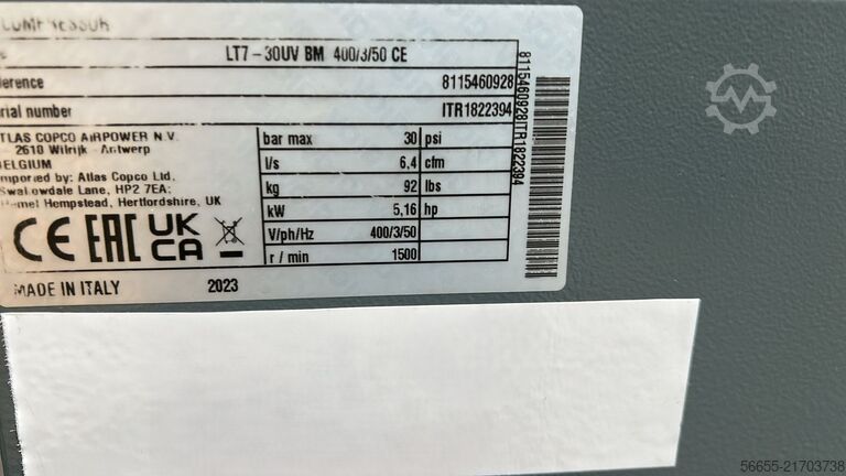 Piston compressor Atlas Copco LT 7-30UV BM