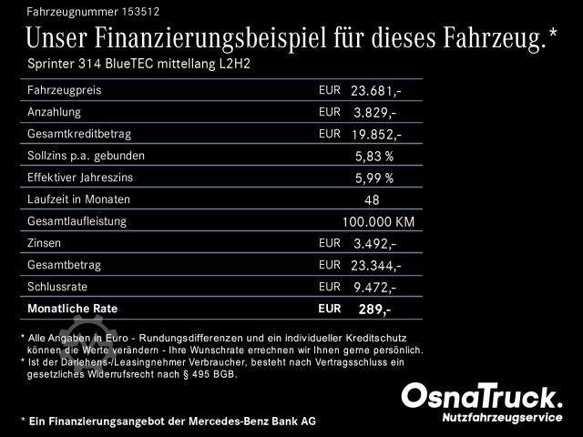 Kastenwagen Mercedes-Benz Sprinter 314 BT mittellang L2H2 WerkstatteinrichBC