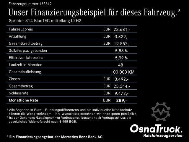 Panel van Mercedes-Benz Sprinter 314 BT mittellang L2H2 WerkstatteinrichBC