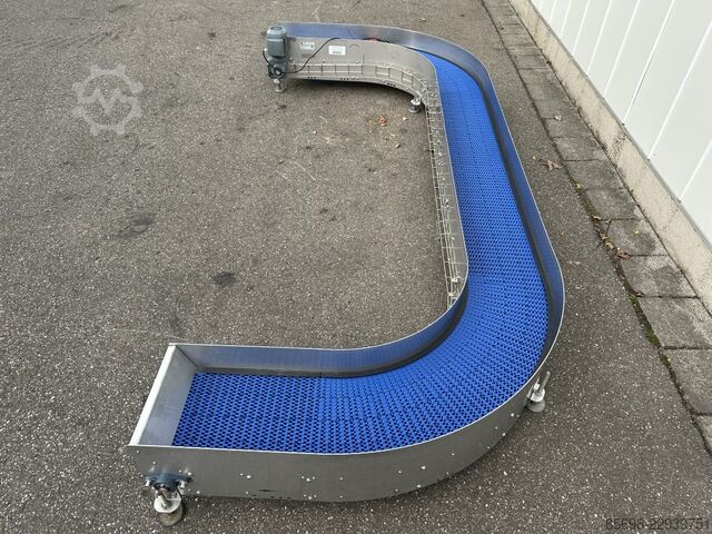 180 ° curved conveyor 350 x 150 cm  180 °