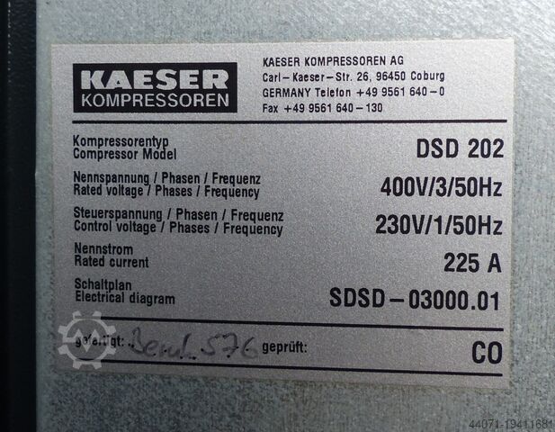 Screw compressor DSD202 Kaeser DSD202