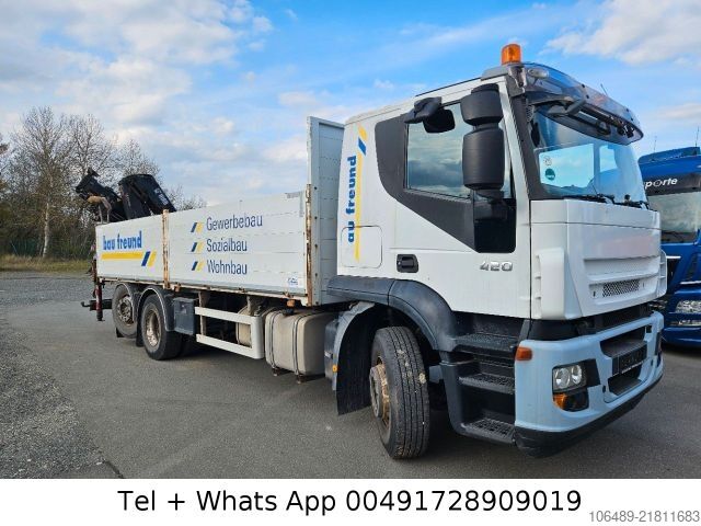Flatbed truck IVECO AT 260S42Y 7PS Kran+FUNK Hiab 166 E-4H EEV
