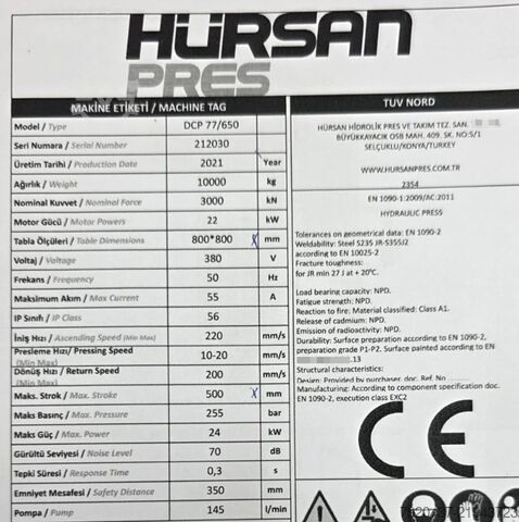 Hydraulische Presse Hursan 300T
