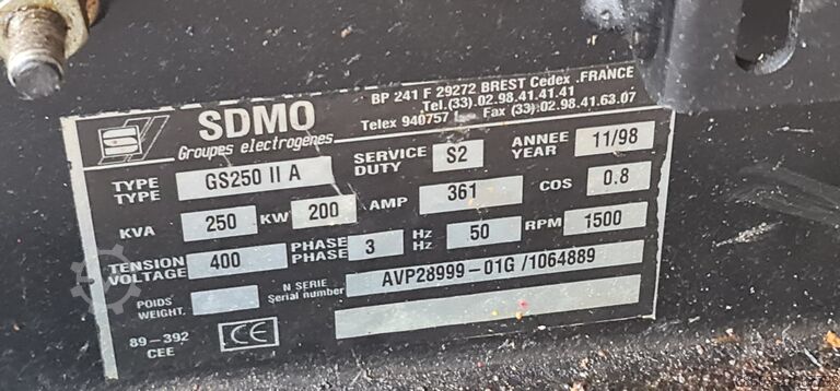 Stromaggregat SDMO GS 250 IIA