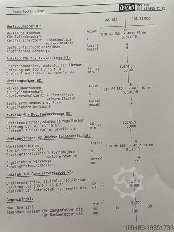 CNC Dreh-Fräszentrum / Traub TNS 65 D TRAUB TNS 65 D / 5-Achs-CNC Drehmaschine
