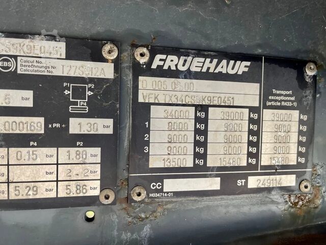 Sliding tarpaulins Fruehauf SAF,  pallet box, sliding  roof