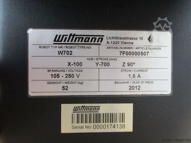Linearroboter WITTMANN Angusspicker W 702 incomplete / for spare parts (3127