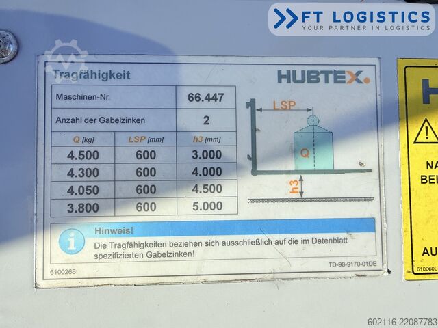 4-way forklift Hubtex DQ45G DUPLEX 5000 FORK-POSITIONER CABIN