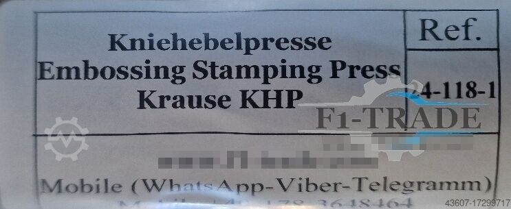 Kniehebelprägepresse - Embossing Stamping Press Karl Krause KHP