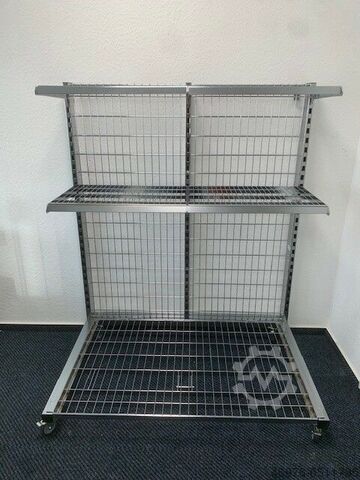 Shelf Höhe: 1.587 mm/ Tiefe: 855 mm/ Breite: 1.310 mm/ inkl. Feststellrollen