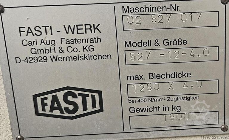 Sheet metal shear Fasti 527-12-4 Fasti 527-12-4